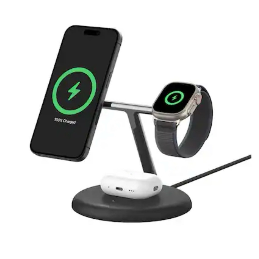 3-in-1 Wireless Charging Station - Black